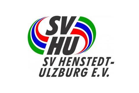 Logo des SV Henstedt-Ulzburg e.V. mit einer stilisierten Darstellung in den Farben Blau, Rot und Grün.
